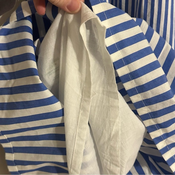 J. Crew Tiered Popover Blue Striped Classic Ruffle Cotton Dress in Cotton Poplin - Picture 8 of 12